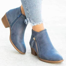 Load image into Gallery viewer, Women's Chunky Heel Side Zip Ankle Boots