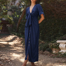Load image into Gallery viewer, Tie Short Sleeve Loose Dress