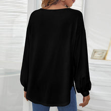 Load image into Gallery viewer, Round Collar Loose Leisure Lantern Buckle T-shirt