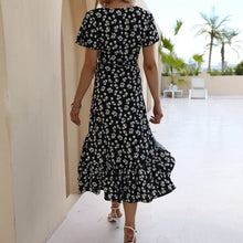 Load image into Gallery viewer, Chiffon Printed V-Neck Slit Beach Skirt