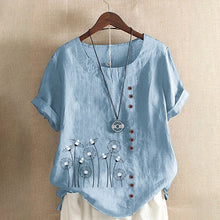 Load image into Gallery viewer, Pullover Print Cotton Linen T-Shirt