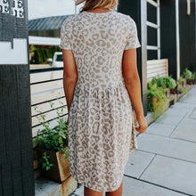 Load image into Gallery viewer, Leopard Print Round Neck Dress
