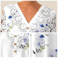 Load image into Gallery viewer, Lace Trim Three-quarter Sleeve Shirt