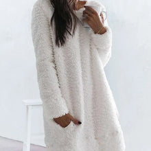 Load image into Gallery viewer, Solid Color Round Neck Warm Dress