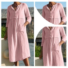 Load image into Gallery viewer, Cotton Linen Solid Color Long Dress with Pockets