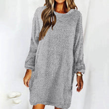 Load image into Gallery viewer, Pocket Crew Neck Casual Warm Long Sleeve T-Shirt Dress