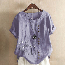 Load image into Gallery viewer, Pullover Print Cotton Linen T-Shirt