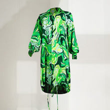 Load image into Gallery viewer, Modern Lapel Drawstring Shirt Dress