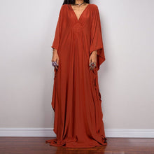 Load image into Gallery viewer, Loose V neck Plus Size Long Solid Color Bikini Cover-Up