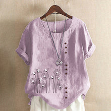 Load image into Gallery viewer, Pullover Print Cotton Linen T-Shirt