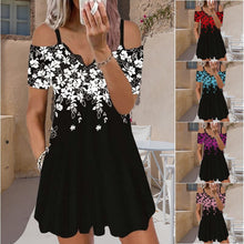 Load image into Gallery viewer, Women's Lace V-Nck Floral Print Sexy Dress