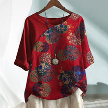 Load image into Gallery viewer, Crew Neck Vintage Print T-shirt