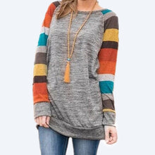 Load image into Gallery viewer, Striped Printed Crew Neck Oversized Sweatshirt