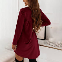 Load image into Gallery viewer, Solid Color Long Sleeved Irregular Crewneck Dress