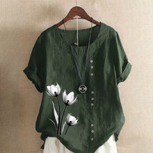 Load image into Gallery viewer, Cotton Linen Print Vintage T-Shirt