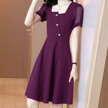 Load image into Gallery viewer, Square Neck Mesh Short Sleeve Dress