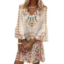 Load image into Gallery viewer, Watercolor Floral Print Ruffle Sleeves Mini Dress