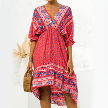 Load image into Gallery viewer, V Neck Open Back Irregular Dress