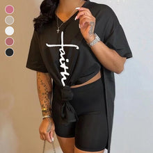 Load image into Gallery viewer, Two-piece Set of Pit Stripe Letter Printing