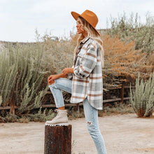 Load image into Gallery viewer, Women's Autumn Winter Long Sleeve Loose Plaid Shirt Coat