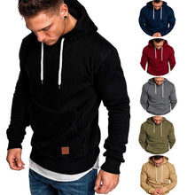 Load image into Gallery viewer, Loose Plain Lace Up Pullover Men's Hoodie with Pocket