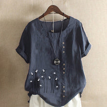 Load image into Gallery viewer, Pullover Print Cotton Linen T-Shirt