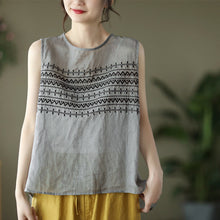 Load image into Gallery viewer, Summer Embroidered Loose Linen Vest
