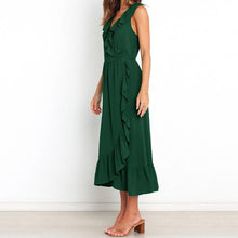 Load image into Gallery viewer, V Neck Ruffle Sleeveless Dress