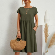 Load image into Gallery viewer, Cotton Crew Neck A-Line Dress