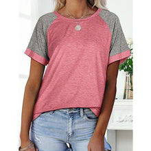 Load image into Gallery viewer, Loose Round Neck Raglan Sleeve Contrast T-shirt