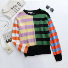 Load image into Gallery viewer, Striped Loose Crewneck Knit Sweater