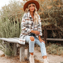 Load image into Gallery viewer, Women's Autumn Winter Long Sleeve Loose Plaid Shirt Coat