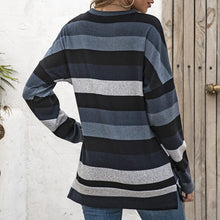 Load image into Gallery viewer, Round Neck Striped All-match Sweatshirt