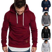 Load image into Gallery viewer, Loose Plain Lace Up Pullover Men's Hoodie with Pocket