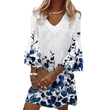 Load image into Gallery viewer, Watercolor Floral Print Ruffle Sleeves Mini Dress