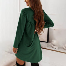 Load image into Gallery viewer, Solid Color Long Sleeved Irregular Crewneck Dress
