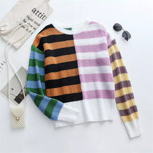 Load image into Gallery viewer, Striped Loose Crewneck Knit Sweater