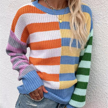 Load image into Gallery viewer, Striped Loose Crewneck Knit Sweater