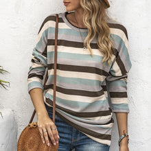 Load image into Gallery viewer, Round Neck Striped All-match Sweatshirt
