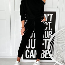 Load image into Gallery viewer, Zipper Design Letter Print Hooded Top & Pockets Pants