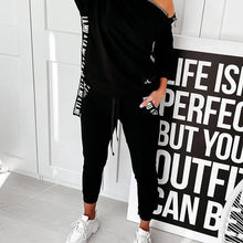 Load image into Gallery viewer, Zipper Design Letter Print Hooded Top & Pockets Pants