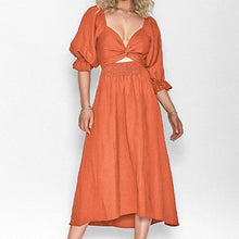 Load image into Gallery viewer, French Ruffled Lantern Sleeves Multi-wear Dress