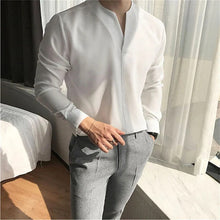 Load image into Gallery viewer, Men's Casual Solid Color V-Neck Long Sleeve Shirt