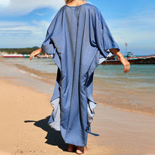 Load image into Gallery viewer, Loose V neck Plus Size Long Solid Color Bikini Cover-Up