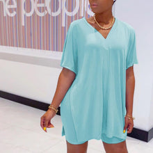 Load image into Gallery viewer, V-neck Batwing Sleeve Top & Short Set