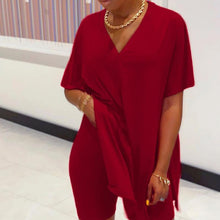 Load image into Gallery viewer, V-neck Batwing Sleeve Top & Short Set