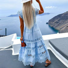 Load image into Gallery viewer, Women Hollow patchwork long dress