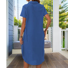 Load image into Gallery viewer, Lapel Single-breasted Cotton And Linen Short-sleeve Dress