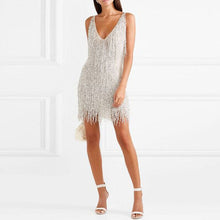 Load image into Gallery viewer, Sexy V-Neck Sleeveless Fringe Dress