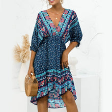 Load image into Gallery viewer, V Neck Open Back Irregular Dress